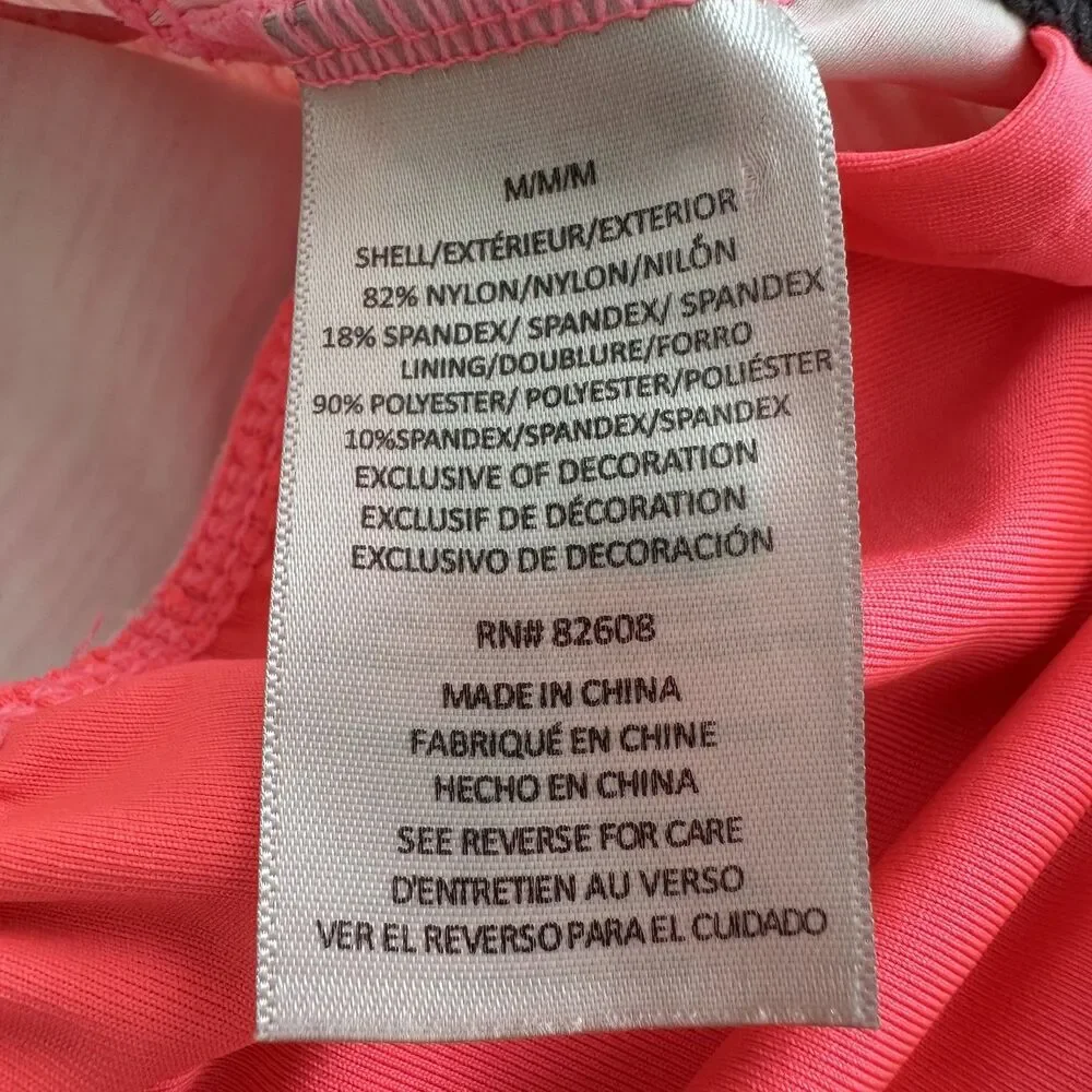 Women’s Pink Space Dye Tankini Top M Drawstring Sides V-Neck Beach Vacation